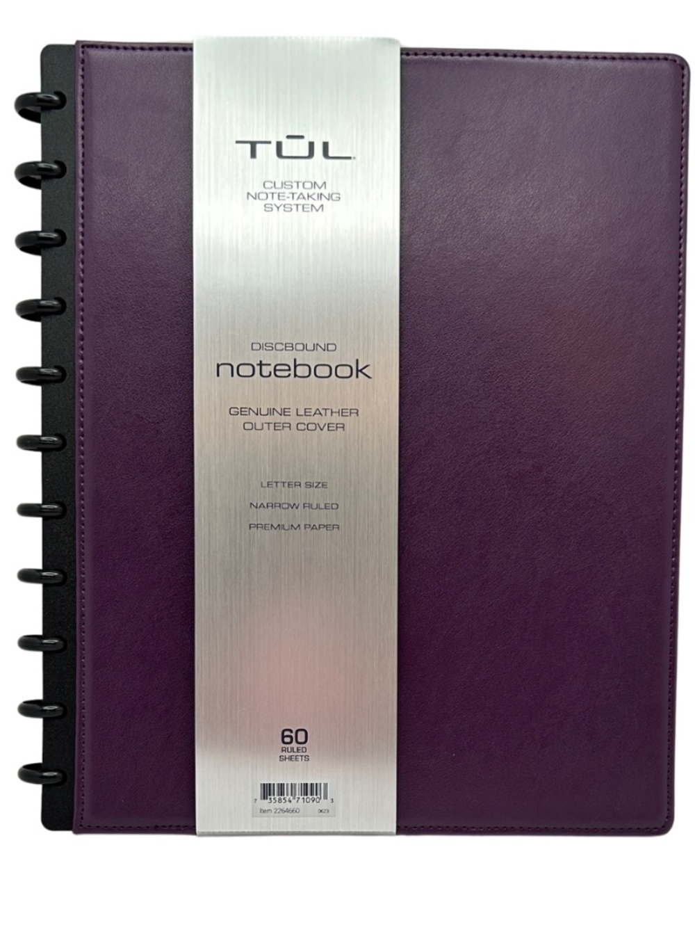 Discbound Plum Leather Notebook 60 Sheets premium paper